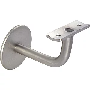 Handlaufträger mit Winkel, Ros. ø 60 mm, Wandabstand 74 mm, Edelstahl matt