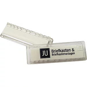 JU Namensschild 67 x 22 mm aus Plexiglas