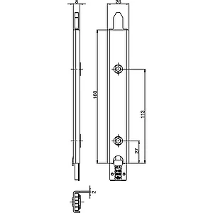 GU Anschlusseinheit zu Falzhebelgetriebe, Secury Automatic 160 mm, unten