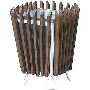 Abfallbehälter eckig Holz mit Blecheinlage 45 Liter