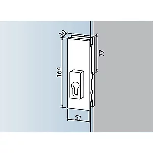 DORMA-Glas Mittelschloss US 20, PZ-vorgerichtet, 10 mm, silber eloxiert (03.215)