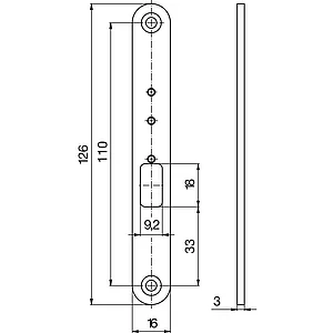KFV Abdeckblech für Kabelübergang ohne Gehäuse, 16 x 126 x 3 mm, Edelstahl matt