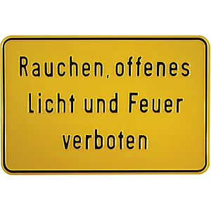 Hinweisschild Rauchen, offenes Licht und Feuer verboten 300 x 200 mm
