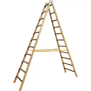 JUST Holz Stehleiter Sprossen=11 Länge=3,46 m mit Gurt
