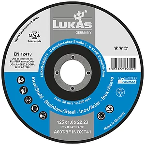 LUKAS Trennscheibe Promax** gerade Form 115 x 1,6 mm Inox/Stahl