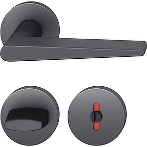 FSB Drückergarnitur 12 1005 ASL auf Rosette WC DIN, Aluminium schwarz matt