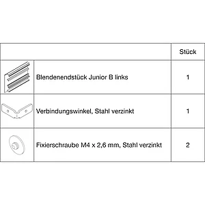 HAWA-Junior 100/B Abdeckkappen-Set Clipblende 53 mm links silber (30145)