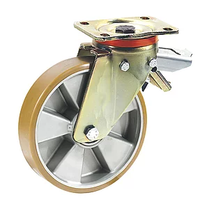 DÖRNER + HELMER Lenkrolle Polyurethan Alu-Guss-Felge 125 mm 350 kg Feststeller