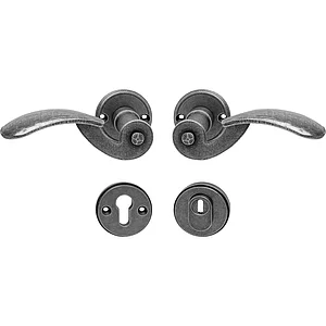 Sicherheits-Drueckergarnitur STUBAI auf Rosette,verzinkt schwarz hell passiviert