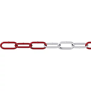 DÖRNER + HELMER DIN5685-1 Absperrkette rot-weiß verzinkt 6 mm 1 Bund=15 Meter