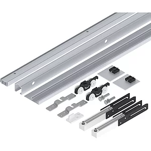 HELM 53 Beschlagset Wand Holz 50 kg Laufschiene L=1700 mm Blende Dämpfung silber