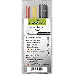 PICA Ersatzminen-Set graphit/gelb/rot zu Tieflochmarker Pica Dry