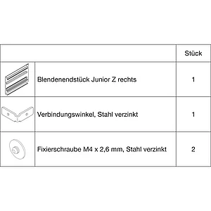 HAWA-Junior 100/B Abdeckkappen-Set Clipblende 53 mm rechts silber (30146)
