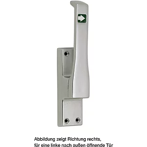 Türtreibriegel aufliegend Pfeil, eckig, rechts, Hub 23 mm, silber eloxiert