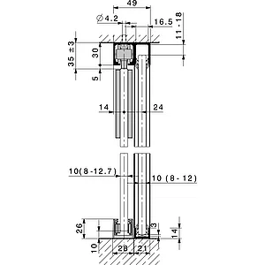 HAWA-Junior 40/GP Laufschienenset Festverglasung L=6000 mm Alu silber eloxiert
