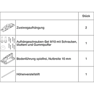 HAWA Junior 100/Z Grundbeschlagset Holz ohne Laufwerk