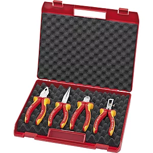 KNIPEX Zangen-Set VDE 4-tlg.Kombi-,Flachrund-, Abisolierzange, Seitenschneider