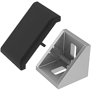 FATH Zinkwinkel 30 x 30 mm pulverbeschichtet alufarbig inkl. Abdeckkappe Nut 6