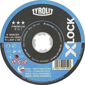 TYROLIT X-LOCK Trennscheibe Stahl/Inox gerade Premium*** 125 x 1.0 mm