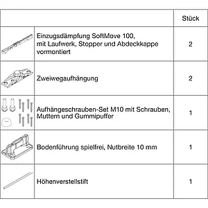 HAWA Junior 100/Z Beschlagset Holz SoftMove (30244)