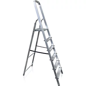 Alu Haushaltsleiter mit Plattform Stufen=6 Arbeitshöhe=3,3 m