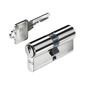 BKS Einbaudoppelzylinder PZ88 65/65 mm verschiedensperrend Messing vernickelt
