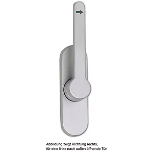 Türtreibriegel aufliegend Pfeil, rund, rechts, Hub 25 mm, silber eloxiert