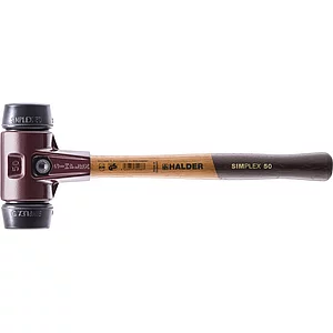 HALDER Schonhammer Temperguss Kopf ø 60 mm Gummi schwarz Hickory Stiel