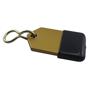 Hotelschlüsselanhänger - flach, 50 mm, mit Gummi, Aluminium gold eloxiert