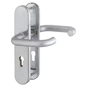 SH-Drückergarnitur PARIS-auf Schild PZ72, 37-47, ohne Kzs., Edelstahl