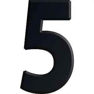 Ziffer selbstklebend, Type 5, Höhe 30 mm, Aluminium schwarz eloxiert