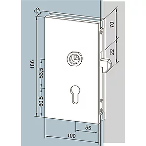 DORMA-Glas Schiebetürschloss 05.202, Alu silber eloxiert