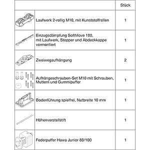 HAWA Junior 100/Z-Pocket Beschlagset Holz SoftMove Federpuffer (30243)