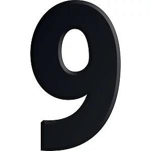 Ziffer selbstklebend, Type 9, Höhe 30 mm, Aluminium schwarz eloxiert