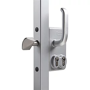 Schiebetorschloss LGKZ4040 D1L mit 2 Zylindern,für 40mm Vierkantrohr,Alu RAL9005