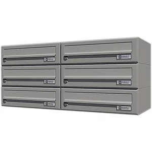 JU Hausbrieffachanlage 6-teilig, 750 x 330 x 280 mm, Stahl grau RAL 9007