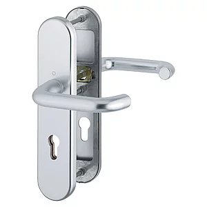 SH-Drückergarnitur PARIS-auf Schild PZ72, 37-47, ohne Kzs., silber elox