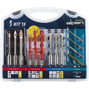 ALPEN Bohr-Schraubset KIT 13 Inhalt 9 Bohrer, 4 Bits