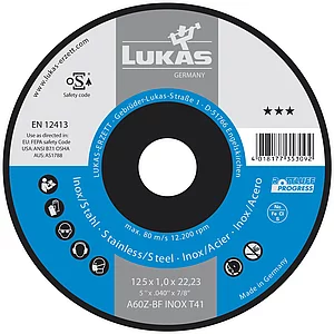 LUKAS Trennscheibe Progress*** gerade Form 125 x 1,0 x 22,23 mm
