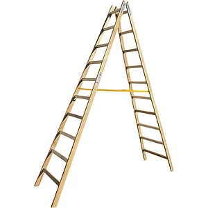 JUST Holz Stehleiter Sprossen=10 Länge=3,16 m mit Gurt