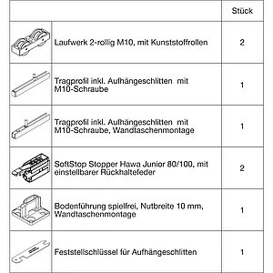 HAWA Junior 100/B-Pocket Beschlagset Holz SoftStop (30248)