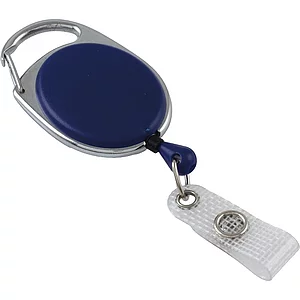 IDENTA Kartenjojo oval mit Karabinerhaken Nylonschnur L=800 mm blau