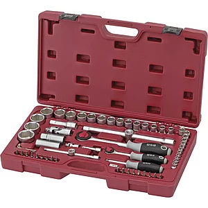 WGB Steckschlüssel-Satz 1/4"+1/2" vierkant mit Umschaltknarre 65-teilig