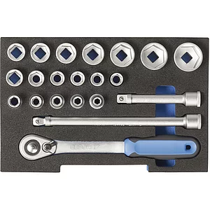GEDORE Steckschlüssel-Satz 1100 CT1-19 1/2" vierkant m. Umschaltknarre 21-teilig