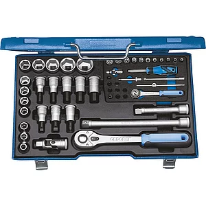GEDORE Steckschlüssel-Satz 19V20U-10 1/4"+1/2"vierkant mit Umschaltknarre 50-tlg