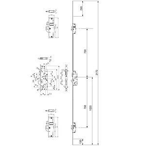 KFV MFV-Schloss BS 3700 DIN, DM 45,Stulp 2170 x 24 x 3 mm, eckig, verz. silber