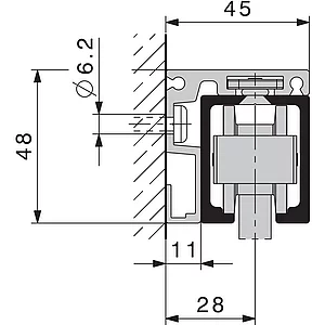HAWA-Junior 100 Holz Winkelprofil Wandmontage auf Maß Türstärke bis 42 mm silber
