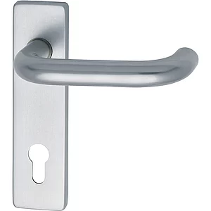 FH-Drückergarnitur GEOS 1754/D52K auf Kurzschild PZ72, 65 - 75, silber eloxiert