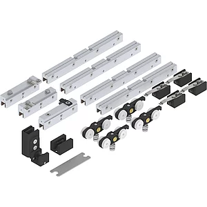 SOLIDO 100 Teleskopbeschlagset Glas 2-flg. ohne Laufschiene Führung schwarz
