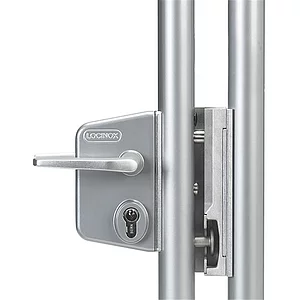 Gittertorschloss-Set LARQ4040 U2L, PZW, für Rundrohr, Aluminium silberfärbig